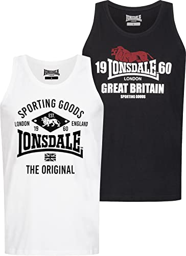 Lonsdale Herren Tanktop Doppelpack Biggin Doublepack, Farbe:Black/White, Größe:L von Lonsdale