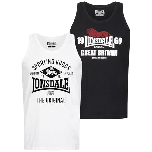 Lonsdale Herren Tanktop Doppelpack Biggin Doublepack, Farbe:Black/White, Größe:S von Lonsdale