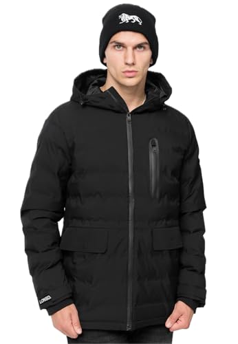 Lonsdale Herren Winterjacke mit Kapuze normale Passform BALLYWILDRICK Black/White 3XL, 117488 von Lonsdale