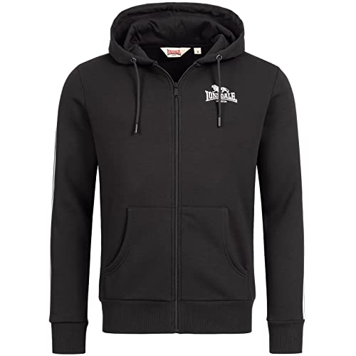 Lonsdale Herren Zip Hoodie Balnakeil, Farbe:Black/White, Größe:2XL von Lonsdale