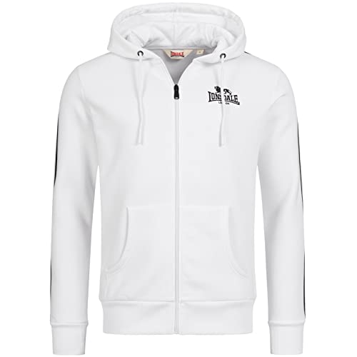 Lonsdale Herren Zip Hoodie Balnakeil, Farbe:White/Black, Größe:2XL von Lonsdale