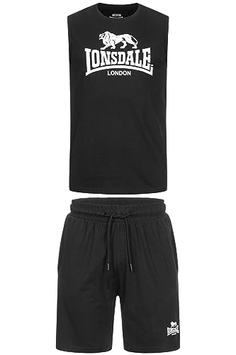 Lonsdale Herren ärmelloses T-Shirt & Shorts Set normale Passform ALLANTON Black/White XL 117434 von Lonsdale