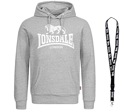 Lonsdale Hoodie - Herren Kapuzenpullover - Hooded Sweatshirt - Limited Schlüsselband (Marl Grey, XL) von Lonsdale