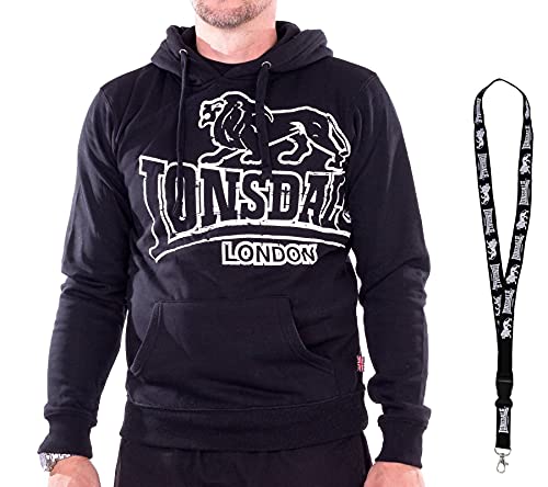 Lonsdale Hoodie - Herren Kapuzenpullover - Hooded Sweatshirt - Limited Schlüsselband (blk, M) von Lonsdale
