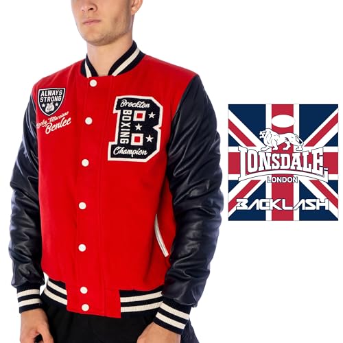 Lonsdale Jacken - Bomberjacke - College Jacke - Sweatjacke - Limited Mehrwegtasche (Benlee Newark red, L) von Lonsdale