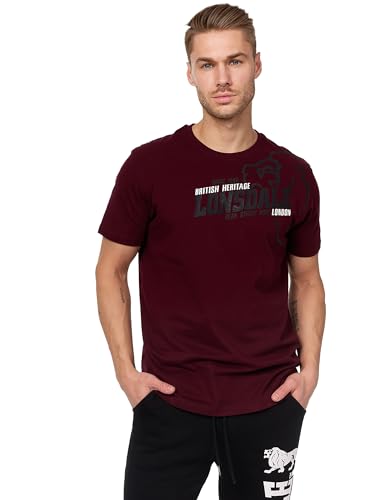 Lonsdale London Herren Walkley Regular Fit T shirt, Vintage Oxblood, 3XL-5XL EU von Lonsdale