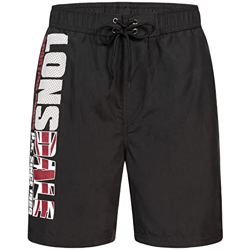 Lonsdale London Men's CARNKIE Shorts, Black/Red/White, M von Lonsdale