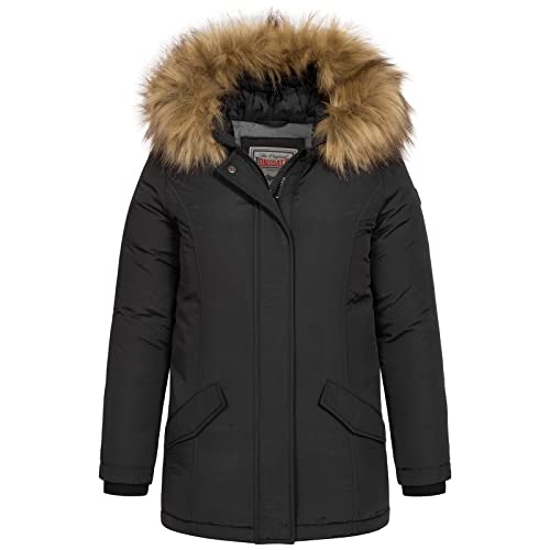 Lonsdale Mädchen Irton Winterjacke mit Kapuze, Schwarz, 128 EU von Lonsdale