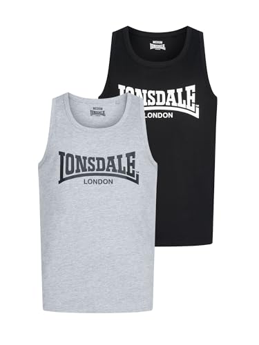 Lonsdale Male-Adult Averham Singlet, Black/Marl Grey, L EU von Lonsdale
