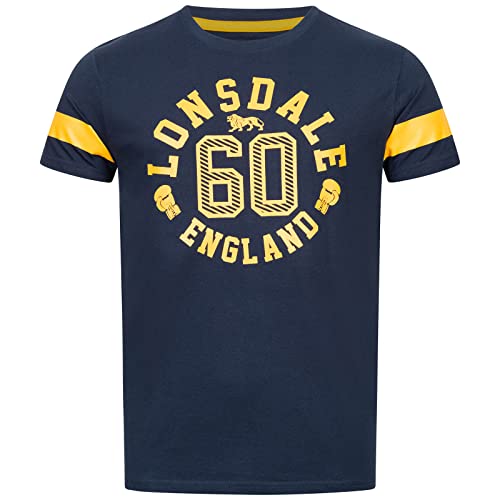 Lonsdale Men's ASKERSWELL T-Shirt, Navy/Yellow, M von Lonsdale