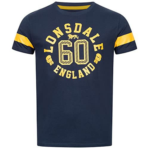Lonsdale Men's ASKERSWELL T-Shirt, Navy/Yellow, S von Lonsdale