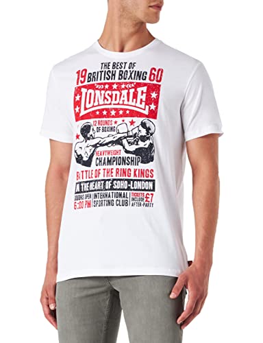 Lonsdale Men's AUCKENGILL T-Shirt, White/Navy/Red, L von Lonsdale