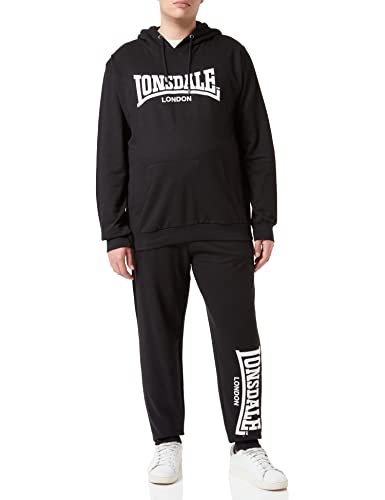 Lonsdale Men's Cloudy Trainingsanzug mit Kapuze, Black/White, 3XL von Lonsdale