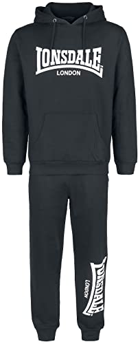 Lonsdale Herren Cloudy Trainingsanzug Mit Kapuze, Black/White, L EU von Lonsdale