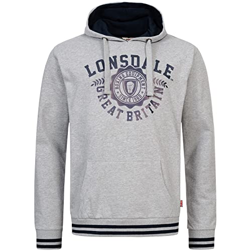 Lonsdale Men's DACCOMBE Kapuzensweatshirt, Marl Grey/Navy, L von Lonsdale