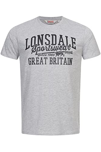Lonsdale Men's DERVAIG T-Shirt, Marl Grey/Black, M von Lonsdale