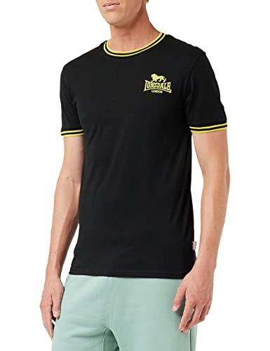 Lonsdale Men's DUCANSBY T-Shirt, Black/Yellow, L von Lonsdale