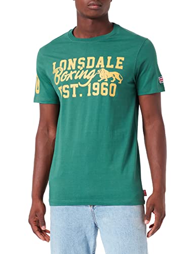 Lonsdale Men's FRESWICK T-Shirt, Green/Mustard, S von Lonsdale
