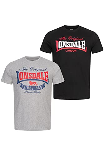 Lonsdale Men's GEARACH T-Shirt, Marl Grey/Black, 3XL von Lonsdale