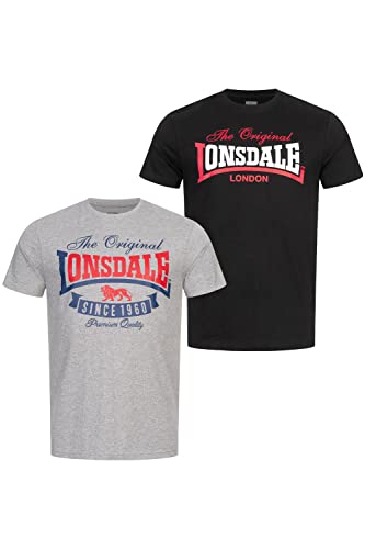 Lonsdale Men's GEARACH T-Shirt, Marl Grey/Black, M von Lonsdale