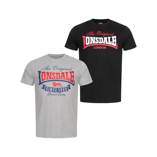 Lonsdale Men's GEARACH T-Shirt, Marl Grey/Black, XXL von Lonsdale