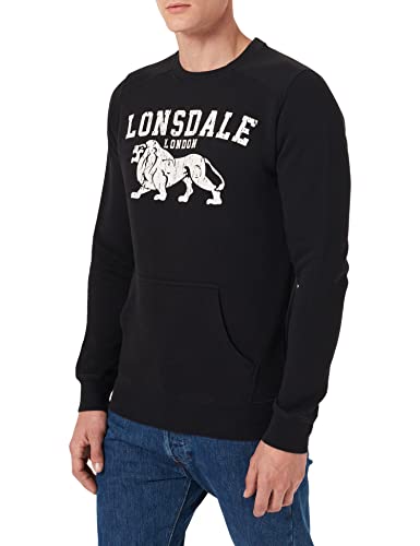 Lonsdale Men's KERSBROOK Sweatshirt, Black/Ecru, S von Lonsdale