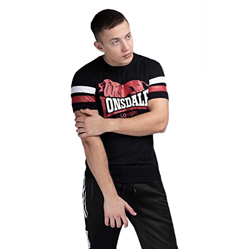 Lonsdale Men's KILMINGTON T-Shirt, Black/Red/White, M von Lonsdale