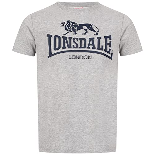 Lonsdale Men's Kingswood T-Shirt, Marl Grey/Dark Navy, L von Lonsdale