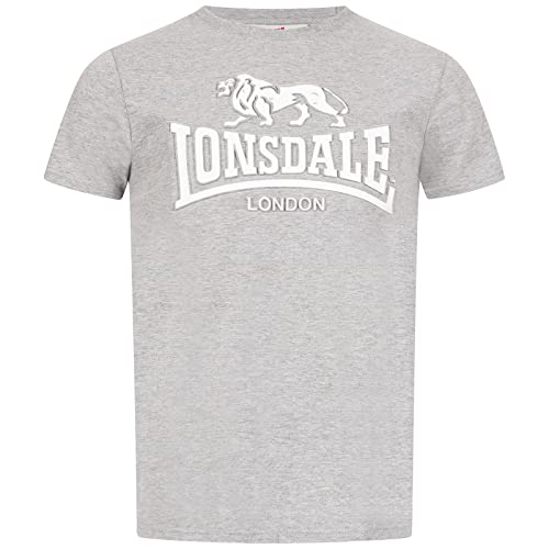 Lonsdale Men's Kingswood T-Shirt, Marl Grey/White, L von Lonsdale