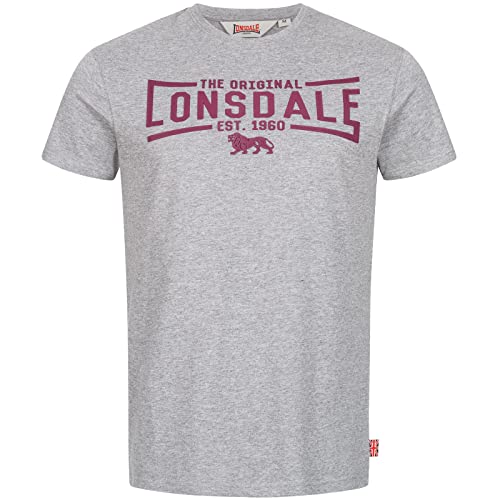 Lonsdale Men's NYBSTER T-Shirt, Marl Grey/Oxblood, 3XL von Lonsdale