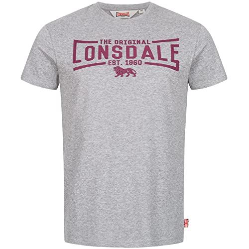 Lonsdale Men's NYBSTER T-Shirt, Marl Grey/Oxblood, L von Lonsdale