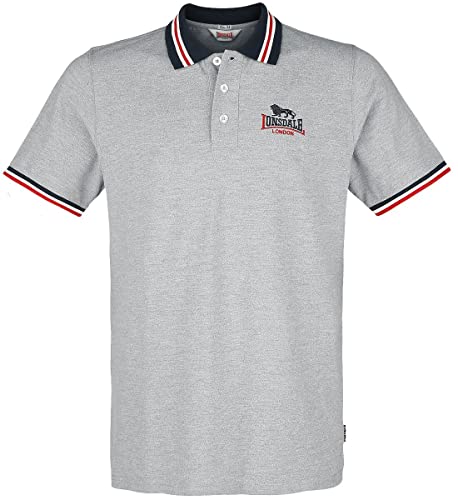 Lonsdale Men's OCCUMSTER Polo Shirt, Marl Grey/Navy/Red, 3XL von Lonsdale