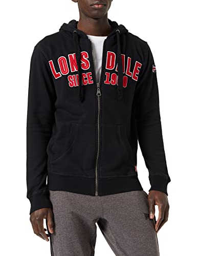 Lonsdale Men's Paignton Kapuzensweatjacke, Black/Red/White, 3XL von Lonsdale