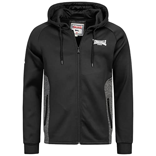 Lonsdale Men's SALTASH Jacke mit Kapuze, Black/Marl Anthracite, 3XL von Lonsdale