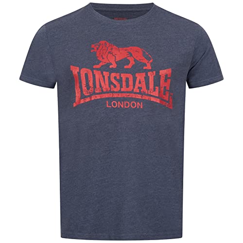 Lonsdale Men's SILVERHILL T-Shirt, Marl Navy/Red, M von Lonsdale