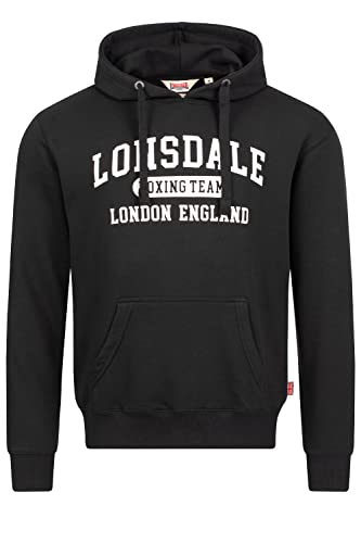 Lonsdale Men's SMERLIE Hooded Sweatshirt, Black/White, L von Lonsdale