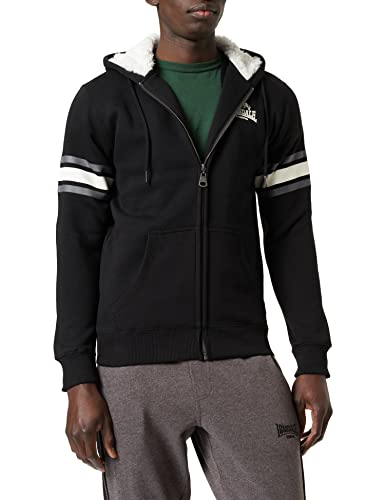 Lonsdale Men's STRETE Kapuzensweatjacke, Black/White/Grey, 3XL von Lonsdale