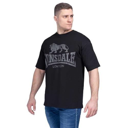 Lonsdale Men's THRUMSTER T-Shirt, Black/Anthracite, S von Lonsdale
