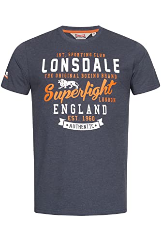 Lonsdale Men's TOBERMORY T-Shirt, Marl Navy/Orange/White, M von Lonsdale