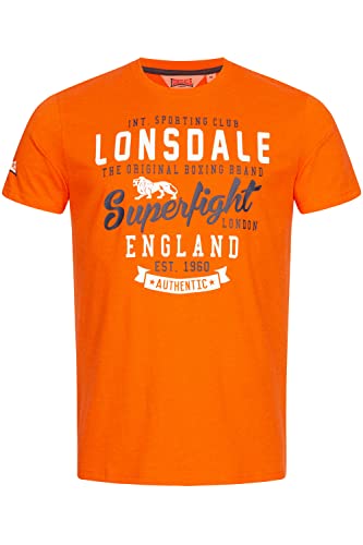Lonsdale Men's TOBERMORY T-Shirt, Marl Orange/White/Navy, L von Lonsdale