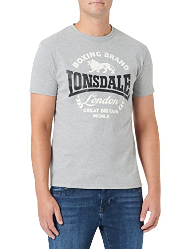 Lonsdale Men's WADDON T-Shirt, Marl Grey/Black/White, L von Lonsdale