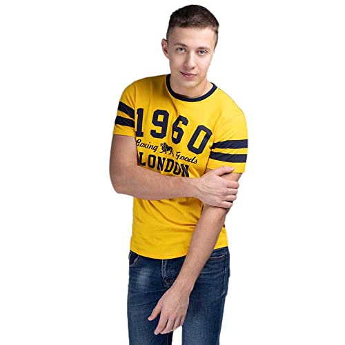 Lonsdale Men's WALDITCH T-Shirt, Yellow/Navy, M von Lonsdale