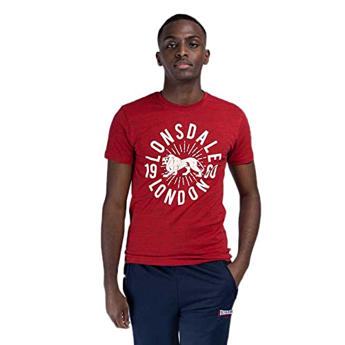 Lonsdale Men's WARMWELL T-Shirt, Marl Red/Ecru, M von Lonsdale