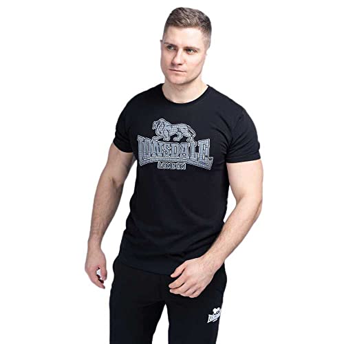 Lonsdale Men's YETTINGTON T-Shirt, Black/White/Grey, 3XL von Lonsdale