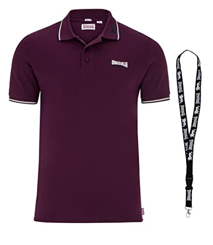 Lonsdale Poloshirt - Herren Hemd - Kurzarm Shirt - Limited Schlüsselband (Oxblood, M) von Lonsdale