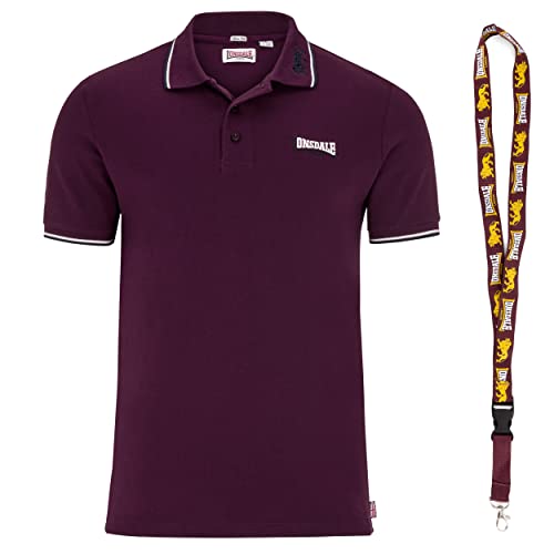 Lonsdale Poloshirt - Polohemd - Herren Hemd - Kurzarm Shirt - Limited Schluesselband (Lion Oxblood, XL) von Lonsdale