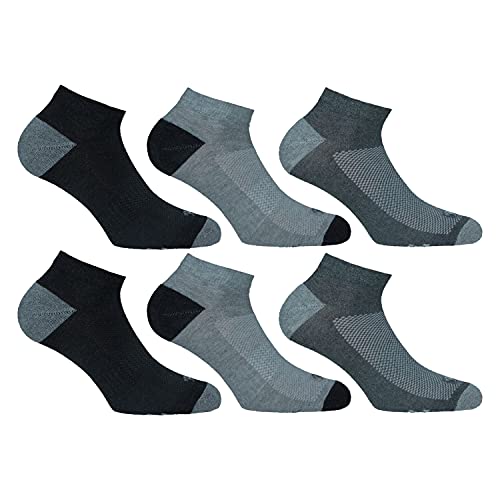 Lonsdale Sneaker Tech 6 Paar ideale Socken für Trekking, Rennen, Tennis, Radfahren, ausgezeichnete Baumwollqualität (Anthrazit, Mittelgrau, Melangegrau, 43-46) von Lonsdale