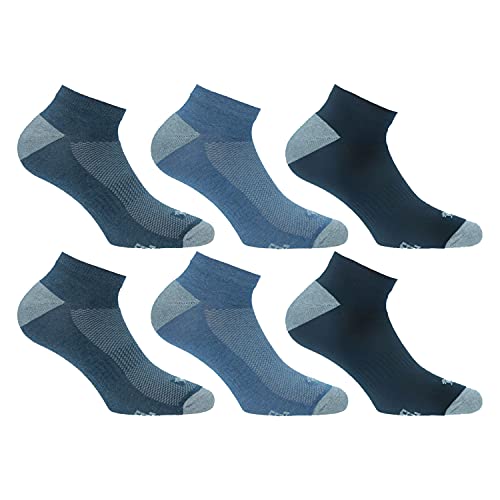 Lonsdale Sneaker Tech 6 Paar ideale Socken für Trekking, Rennen, Tennis, Radfahren, ausgezeichnete Baumwollqualität (Blau, Jeans, Denim, 39-42) von Lonsdale