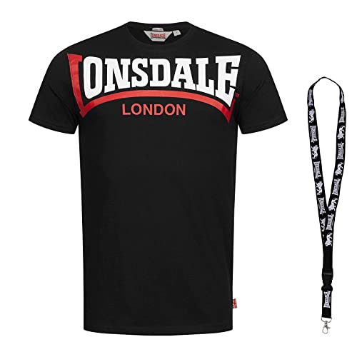 Lonsdale T-Shirt - Herren Shirts - Männer Tshirt - Kurzarm Shirt - Limited Schlüsselband (3XL, 10black) von Lonsdale