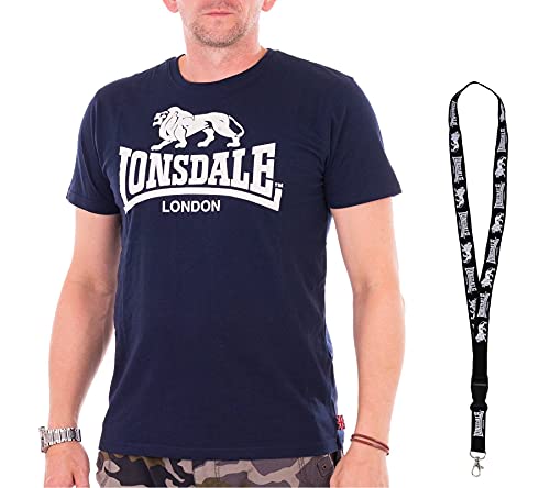Lonsdale T-Shirt - Herren Shirts - Männer Tshirt - Kurzarm Shirt - Limited Schlüsselband (3XL, Navy) von Lonsdale